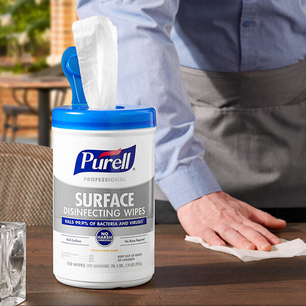 SPECIAL PURCHASE: PURELL Professional Surface Disinfecting Wipes – 1 or 6 Canisters (110ct) – Kills COVID-19, No Rinse, Citrus Scent