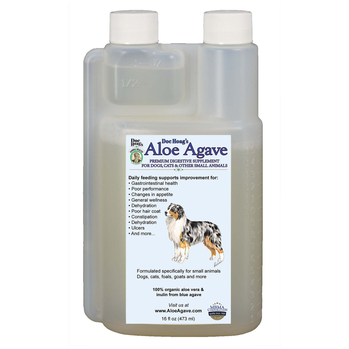 Doc Hoag's Aloe Agave Digestive Supplement for Dogs & Small Animals – Aloe  Vera & Blue Agave Inulin