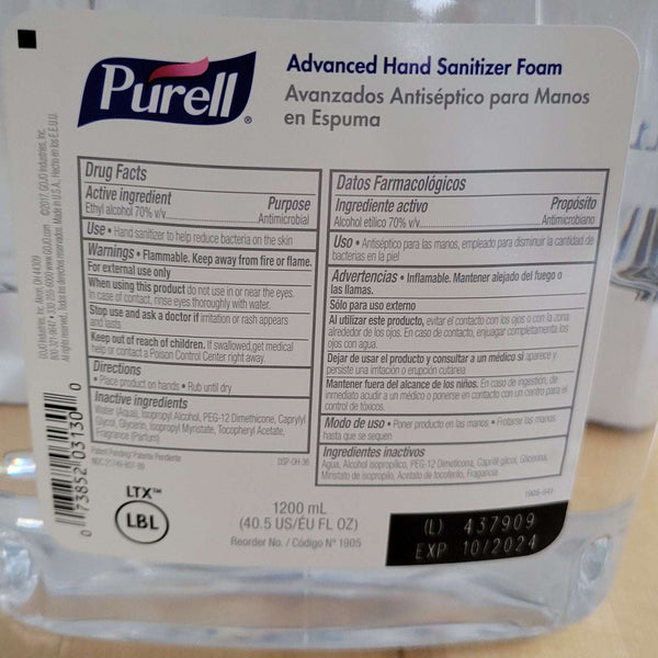 SPECIAL PURCHASE: PURELL 1905-02 Advanced Hand Sanitizer Foam Refills – 2 Pack (1200 mL, LTX-12)