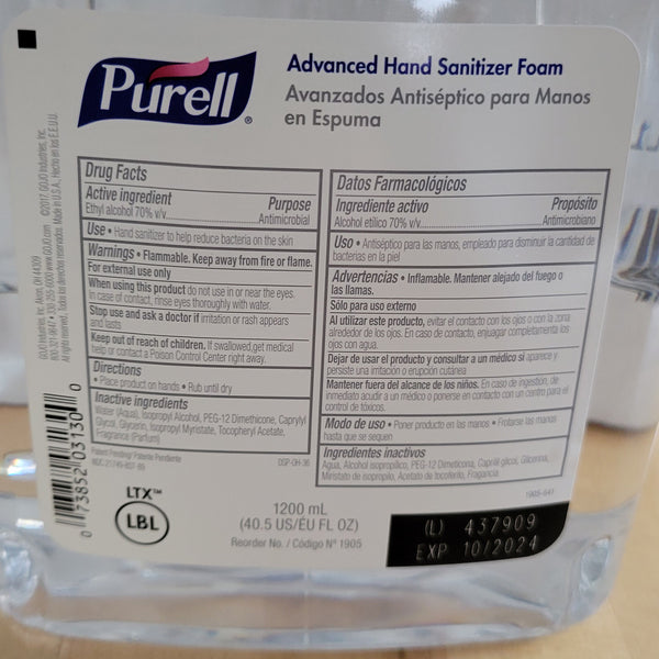 SPECIAL PURCHASE: PURELL 1905-02 Advanced Hand Sanitizer Foam Refills – 2 Pack (1200 mL, LTX-12)