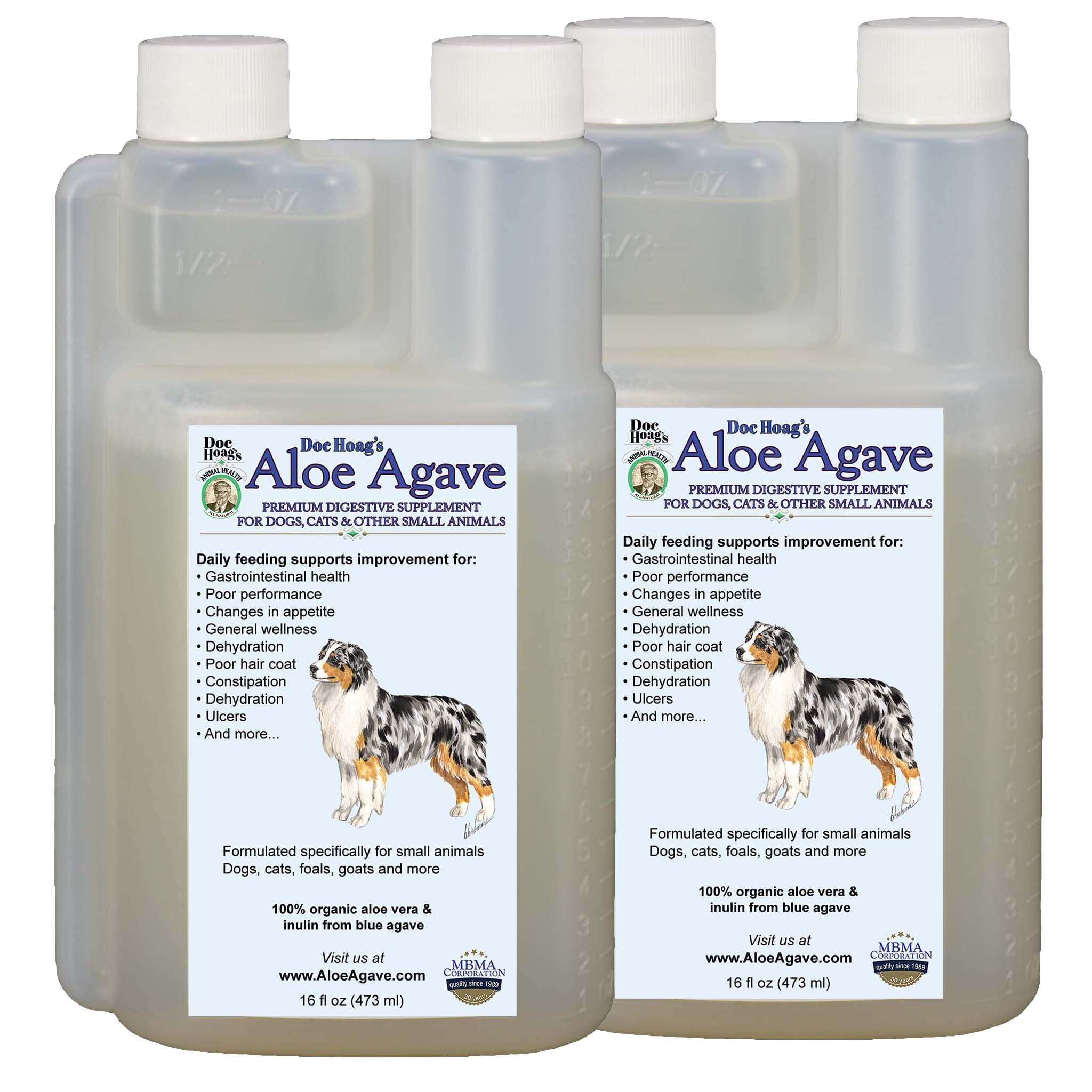 Doc Hoags Aloe Agave Digestive Supplement for Dogs Small Animals Aloe Vera Blue Agave Inulin