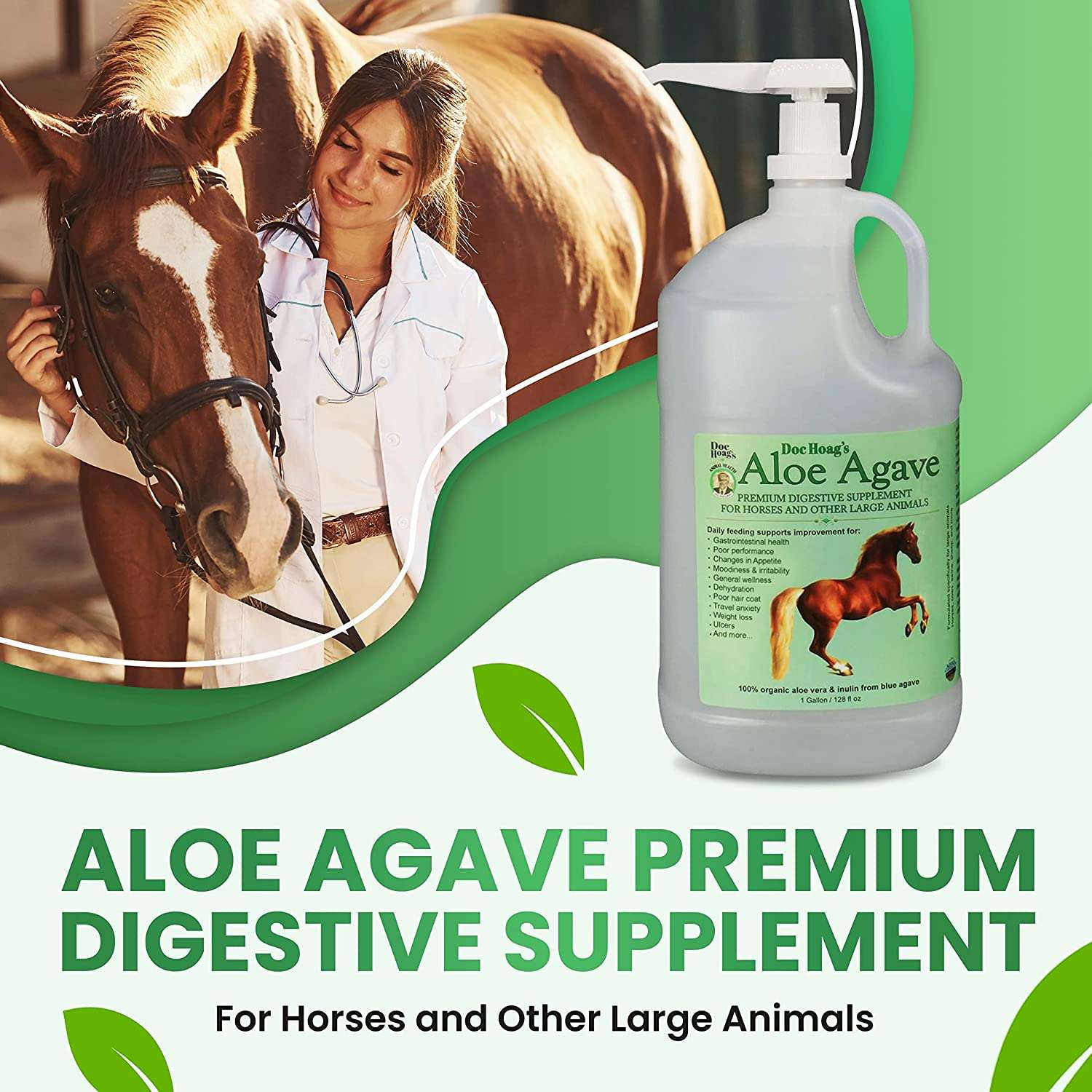 Doc Hoag's Aloe Agave 4X for Horses Gut & Gastro Natural Equine Supplement