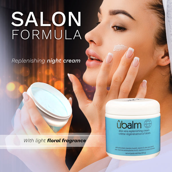 ubalm Blue - Salon Formula Aloe Vera Replenishing Night Cream With Light Floral Fragrance (16 fl oz)