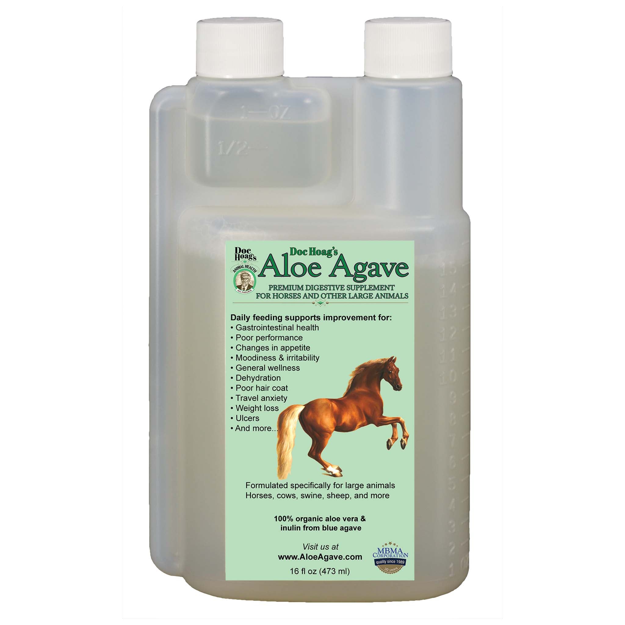 Doc Hoag's Aloe Agave 4X for Horses Gut & Gastro Natural Equine Supplement